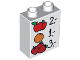 Part No: 4066pb387  Name: Duplo, Brick 1 x 2 x 2 with Apples, Orange, and Strawberries Prices Pattern
