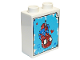 Part No: 4066pb774  Name: Duplo, Brick 1 x 2 x 2 with Drawing of Spider-Man Hanging with Red Heart Pattern