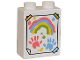 Part No: 4066pb801  Name: Duplo, Brick 1 x 2 x 2 with Painting with Coral, Medium Blue, Yellow, and Lime Rainbow, Hand Prints, and Splotches, Taped on Wall Pattern
