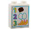 Part No: 4066pb825  Name: Duplo, Brick 1 x 2 x 2 with Numbers 1, 2, 3, Chocolate, Eggs and Bananas Pattern