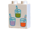 Part No: 4066pb846  Name: Duplo, Brick 1 x 2 x 2 with Light Aqua Glasses with Coral, Lavender and Lime Juice and Straws Pattern