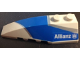 Part No: 41748pb060  Name: Wedge 6 x 2 Left with Blue and Silver Wraparound Pattern, with Allianz Logo Pattern (Sticker) - Set 8374