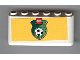 Part No: 4176pb12  Name: Windscreen 2 x 6 x 2 with LEGO Logo and Soccer Ball on Green Shield on Yellow Background Pattern (Sticker)