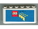 Part No: 4176pb14  Name: Windscreen 2 x 6 x 2 with LEGO Logo and Black 'media' on Blue Background Pattern (Sticker) - Sets 3409