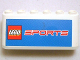 Part No: 4176pb22  Name: Windscreen 2 x 6 x 2 with LEGO Sports Logo on Blue Background Pattern (Sticker) - Set 3420-4