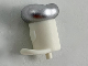 Part No: 44553pb01  Name: Minifigure, Hat with Small Pin, Tall Hat with Small Brim and Silver Top Pattern