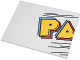 Part No: 4515pb077  Name: Slope 10 6 x 8 with PAC-MAN Sign Left Piece, Yellow, Medium Blue, and Red 'PA' and Black Lines Pattern