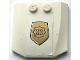 Part No: 45677pb003  Name: Wedge 4 x 4 x 2/3 Triple Curved with World City Gold Police Badge on White Background Pattern (Sticker) - Sets 4850 / 7030