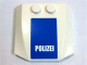 Part No: 45677pb010  Name: Wedge 4 x 4 x 2/3 Triple Curved with 'POLIZEI' White on Blue Pattern (Sticker) - Set 7741