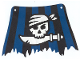 Part No: 48009  Name: Cloth Sail 27 x 18 Tattered with Skull with Bandana and Cutlass on Black and Blue Stripes Background Pattern
