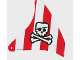 Part No: 48011  Name: Cloth Sail Triangular with Skull and Crossbones with Eye Patch on Red Stripes Background Pattern