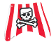 Part No: 48144  Name: Cloth Sail 27 x 22 Top with Skull and Crossbones with Eye Patch on Red Stripes Background Pattern