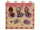 Part No: 49311pb052  Name: Brick 1 x 4 x 3 with Bright Pink, Lavender and Reddish Brown Dots on Edges, Tan Waffle Cones with Chocolate, Vanilla and Strawberry Ice Cream, Frosting Can and Number 5 Pattern