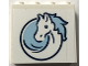 Part No: 49311pb053  Name: Brick 1 x 4 x 3 with Horse Head Outline with Bright Light Blue Mane in Dark Blue Circle Pattern (Sticker) - Set 60327