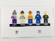 Part No: 5005358cdb02  Name: Paper Cardboard Backdrop for Set 5005358, Card with Two Square Holes and Pictures of 5 Minifigures