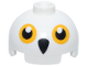 Part No: 553pb055  Name: Brick, Round 2 x 2 Dome Top with Bright Light Orange Round Eyes and Black Owl Beak Pattern (HP Hedwig Head)