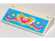 Part No: 58181pb08  Name: Slope 33 3 x 6 without Inner Walls with Dark Pink and Yellow Heart and Stars and Waves on Medium Azure Background Pattern (Sticker) - Set 41015