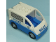 Part No: 58234c02pb01  Name: Duplo Van Rounded Windshield with Black Wheels and Blue Base with 'POLICE' Pattern - WITHOUT Rear Door