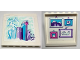 Part No: 59349pb228  Name: Panel 1 x 6 x 5 with City Skyline Mural Painting on Outside and Hanging Pictures of Mountains, Flower, Wave, and Cat on Inside Pattern (Sticker) - Set 41336