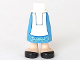 Part No: 59595c42pb01  Name: Mini Doll Hips and Medium Blue Skirt Long with Molded Light Nougat Legs and Printed White Apron, Metallic Light Blue Roses and Black Shoes Pattern - Thick Hinge