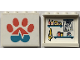 Part No: 60581pb286  Name: Panel 1 x 4 x 3 with Side Supports - Hollow Studs with Coral and Medium Azure Paw Print and Heart Beat on Outside and Towel and Shelves with Vet Supplies on Inside Pattern (Stickers) - Set 41445