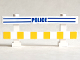 Part No: 6079pb03  Name: Fence 1 x 8 x 2 2/3 with Blue Lines, 'POLICE' and White and Yellow Stripes Pattern (Stickers) - Set 7286