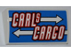 Part No: 61068pb006  Name: Slope, Curved 2 x 4 x 2/3 without Bottom Tubes with 'CARLS CARGO' and White Arrows Pattern (Sticker) - Set 8198