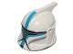 Part No: 61189pb16  Name: Minifigure, Headgear Helmet SW Clone Trooper with Holes, Dark Azure Markings and Silver Visor Pattern (Clone Trooper Lieutenant)