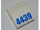 Part No: 61487pb03  Name: Slope, Curved 4 x 4 x 2 with 4 Studs and Pin Holes with Blue '4439' Pattern (Sticker) - Set 4439