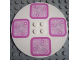 Part No: 6177pb001  Name: Tile, Round 8 x 8 with 4 Studs in Center with 4 Pink Floral Placemats Pattern (Stickers) - Set 5895