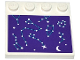 Part No: 6179pb106  Name: Tile, Modified 4 x 4 with Studs on Edge with White Moon and Constellations on Dark Purple Background Pattern (Sticker) - Set 41116