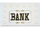 Part No: 6180pb066  Name: Tile, Modified 4 x 6 with Studs on Edges with 'BANK' Pattern (Sticker) - Set 79109