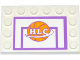 Part No: 6180pb074  Name: Tile, Modified 4 x 6 with Studs on Edges with Basketball Backboard with Ball and 'HLC' Pattern (Sticker) - Set 41005
