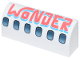 Part No: 6191pb040  Name: Slope, Curved 1 x 4 x 1 1/3 with Dark Silver and Metallic Light Blue Airplane Windows, Coral and Medium Azure 'WONDER' Pattern