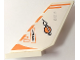 Part No: 6239pb112L  Name: Tail Shuttle with Orange and White Classic Space Logo, Stripes and 'STEP' Pattern Model Left Side (Sticker) - Set 7649