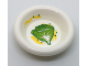 Part No: 6256pb05  Name: Minifigure, Utensil Dish 3 x 3 with Green and Lime Lettuce Leaf and Yellow Splotches Pattern