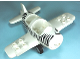 Part No: 62681c01pb01  Name: Duplo Airplane Small with Rear Cargo Bay, Light Bluish Gray Wheels Assembly and Zebra Stripes Pattern, Small Propeller Pin