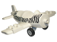 Part No: 62681c02pb01  Name: Duplo Airplane Small with Rear Cargo Bay, Light Bluish Gray Wheels Assembly and Zebra Stripes Pattern, Large Propeller Pin