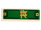 Part No: 63864pb098  Name: Tile 1 x 3 with Gold Ninjago Logogram 'LL' on Green Background Pattern (Sticker) - Set 70658