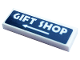 Part No: 63864pb127  Name: Tile 1 x 3 with White Arrow and 'GIFT SHOP' Pattern (Sticker) - Set 75937