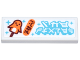 Part No: 63864pb229  Name: Tile 1 x 3 with Orange Penguin Ice Cream Popsicle and Ninjago Logogram 'NEW!' and Medium Azure 'ICE PLANET' Pattern (Sticker) - Set 71799