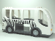 Part No: 64139c01pb02  Name: Duplo Bus with Dark Bluish Gray Chassis and Flat Silver Wheels, with Black Zebra Stripes Pattern