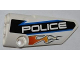 Part No: 64391pb003  Name: Technic, Panel Fairing # 4 Small Smooth Long, Side B with Orange Flames and White 'POLICE' on Black Background Pattern (Sticker) - Set 8221