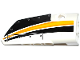 Part No: 64391pb027  Name: Technic, Panel Fairing # 4 Small Smooth Long, Side B with Yellow, Orange and White Stripes on Black Background Pattern (Sticker) - Set 42044