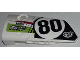 Part No: 64683pb038  Name: Technic, Panel Fairing # 3 Small Smooth Long, Side A with Number 80, Sponsorship Logos and Black, Lime and Red Styling Pattern (Sticker) - Set 42065