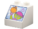 Part No: 6474pb48  Name: Duplo, Brick 2 x 2 x 1 1/2 Slope 45 with Screen with Warning Sign and Lime and Magenta Green Goblin Duplo Figure with Orange Pumpkin Pattern