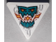 Part No: 65676pb002  Name: Road Sign 2 x 2 Triangle with Open O Clip with Dark Turquoise Skull Breathing Flames with Orange and Yellow Eyes Pattern (Sticker) - Set 71747