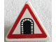 Part No: 65676pb010  Name: Road Sign 2 x 2 Triangle with Open O Clip with Black Tunnel Pattern (Sticker) - Set 77012