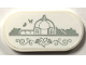 Part No: 66857pb103  Name: Tile, Round 2 x 4 Oval with Light Bluish Gray Botanical Garden Sign with Greenhouse, Butterflies and Flower Pattern (Sticker) - Set 41757