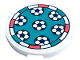 Part No: 67095pb041  Name: Tile, Round 3 x 3 with Soccer Balls with Coral and Dark Turquoise Border Pattern (Sticker) - Set 41754